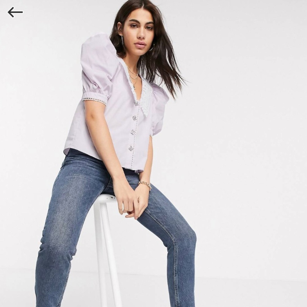 NWT River Island short sleeve collar poplin top in lilac